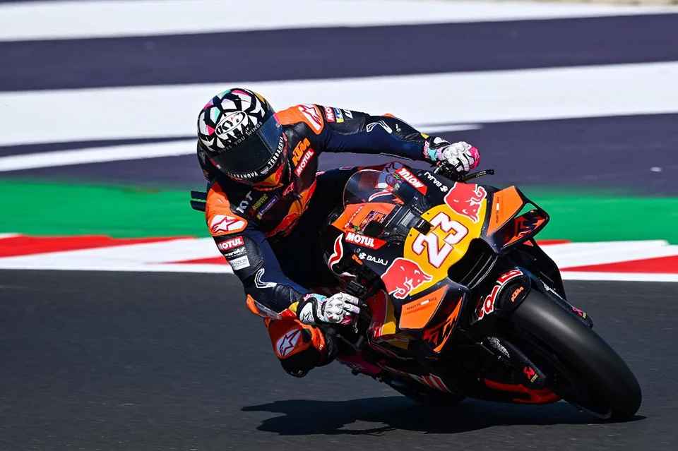 Enea Bastianini racing at San Marino GP 2025