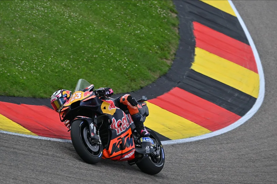 Enea Bastianini racing in German GP 2026